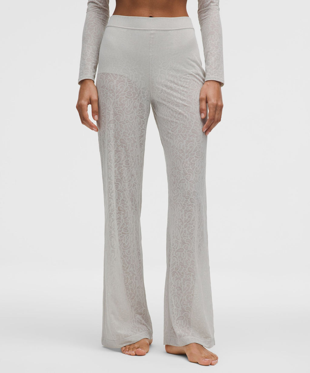Paisley Lace Jacquard High-Rise Flared Pant