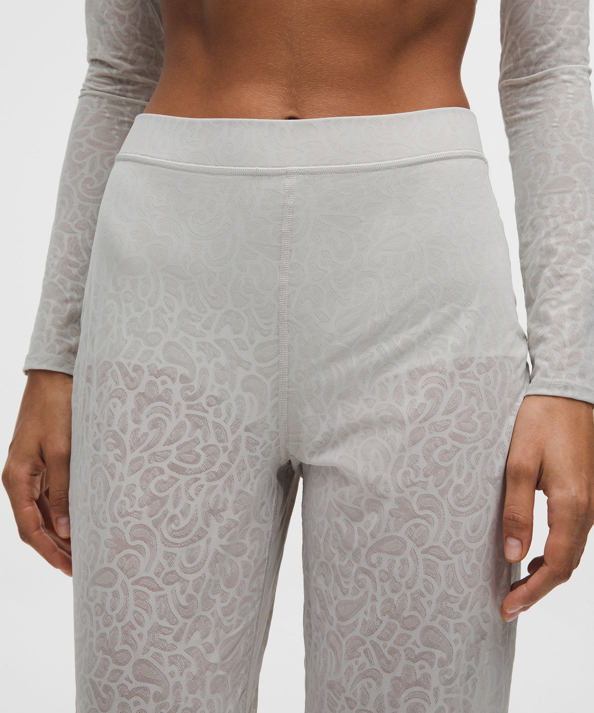 Paisley Lace Jacquard High-Rise Flared Pant