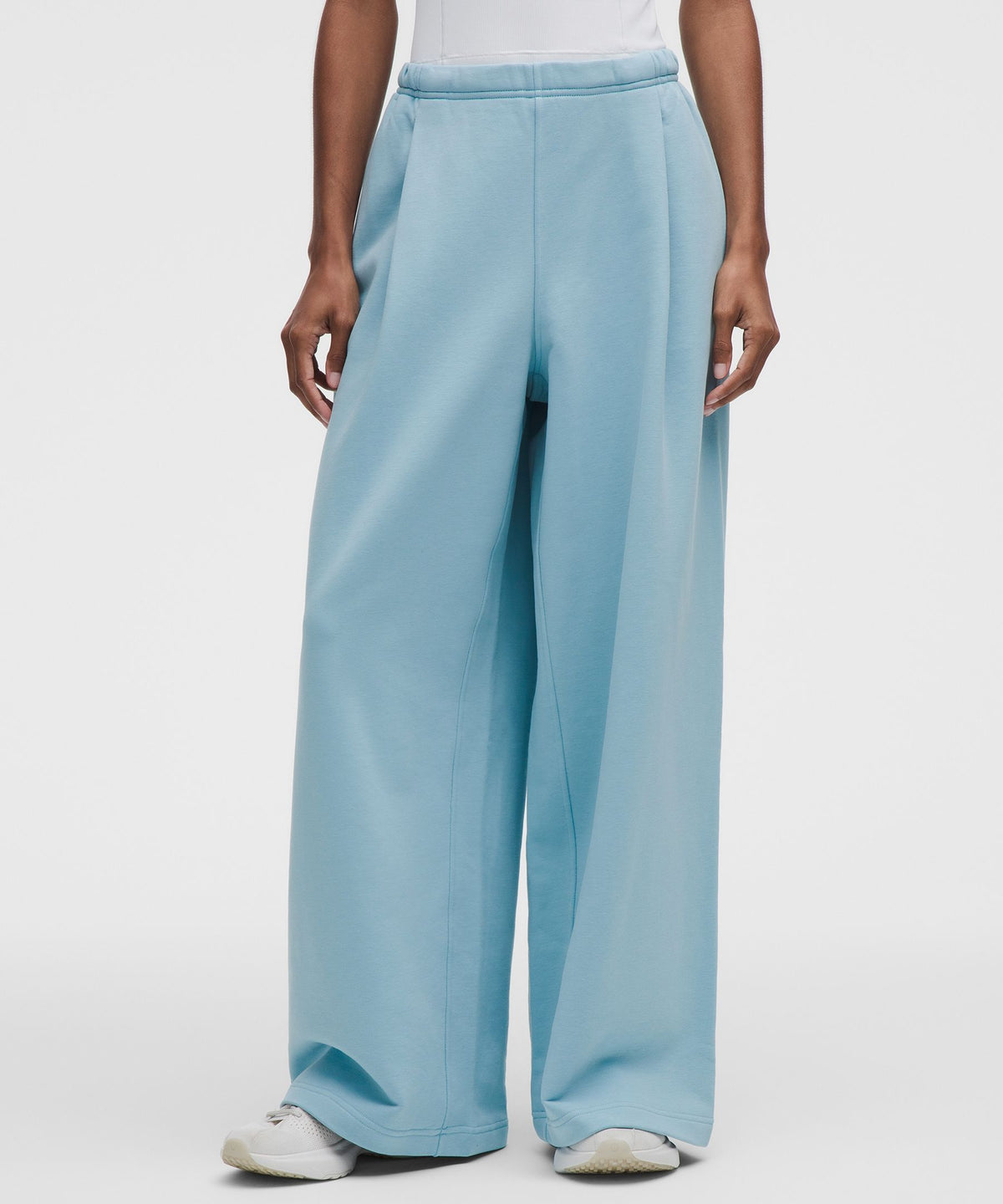French Terry Mid-Rise Wide-Leg Pant