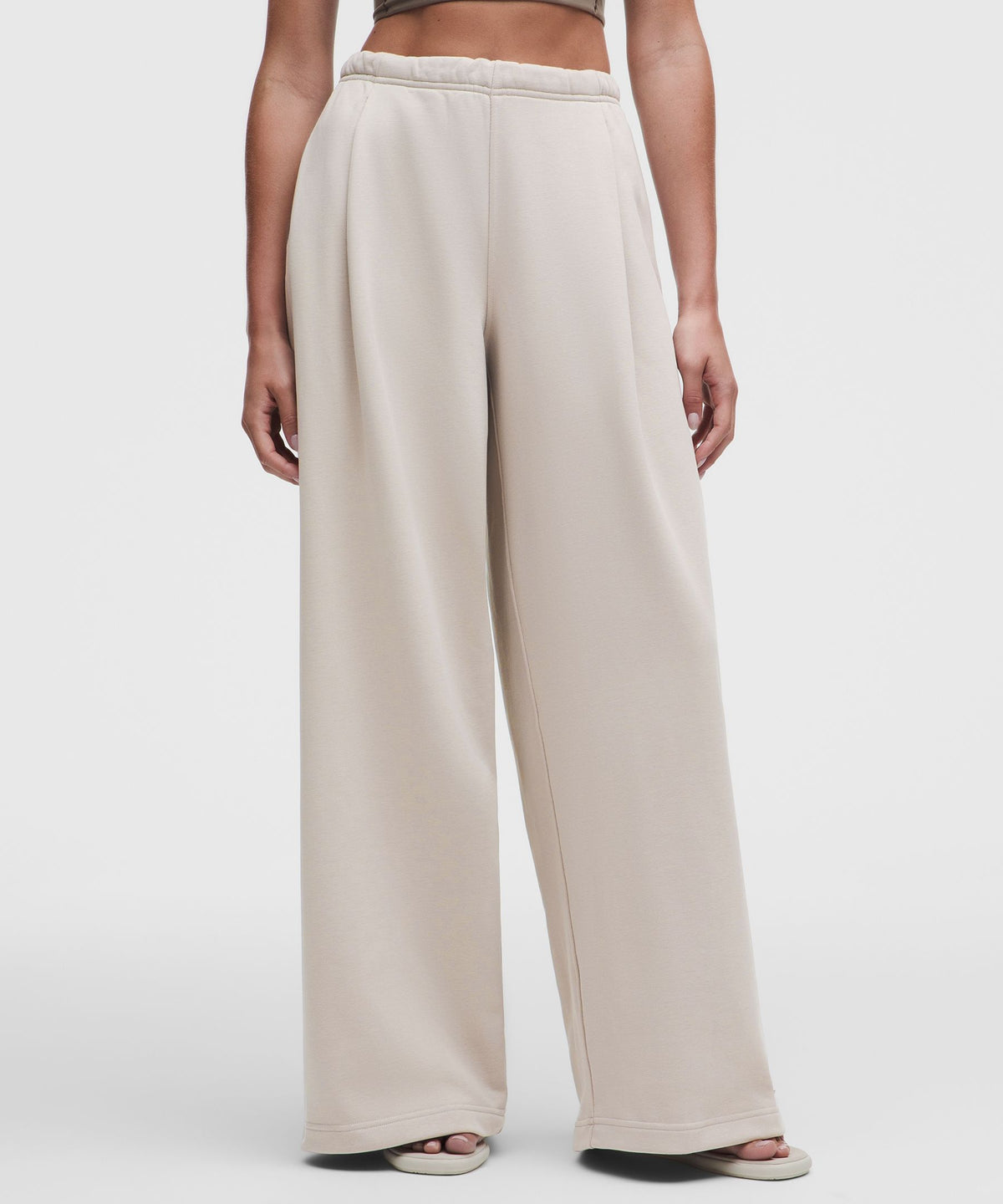 French Terry Mid-Rise Wide-Leg Pant