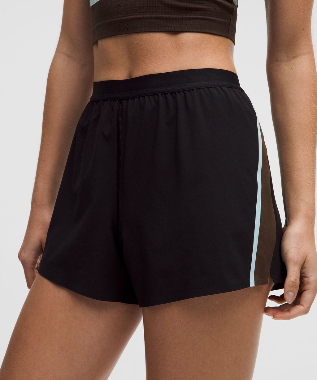 High-Rise Split Short 3"Stripe