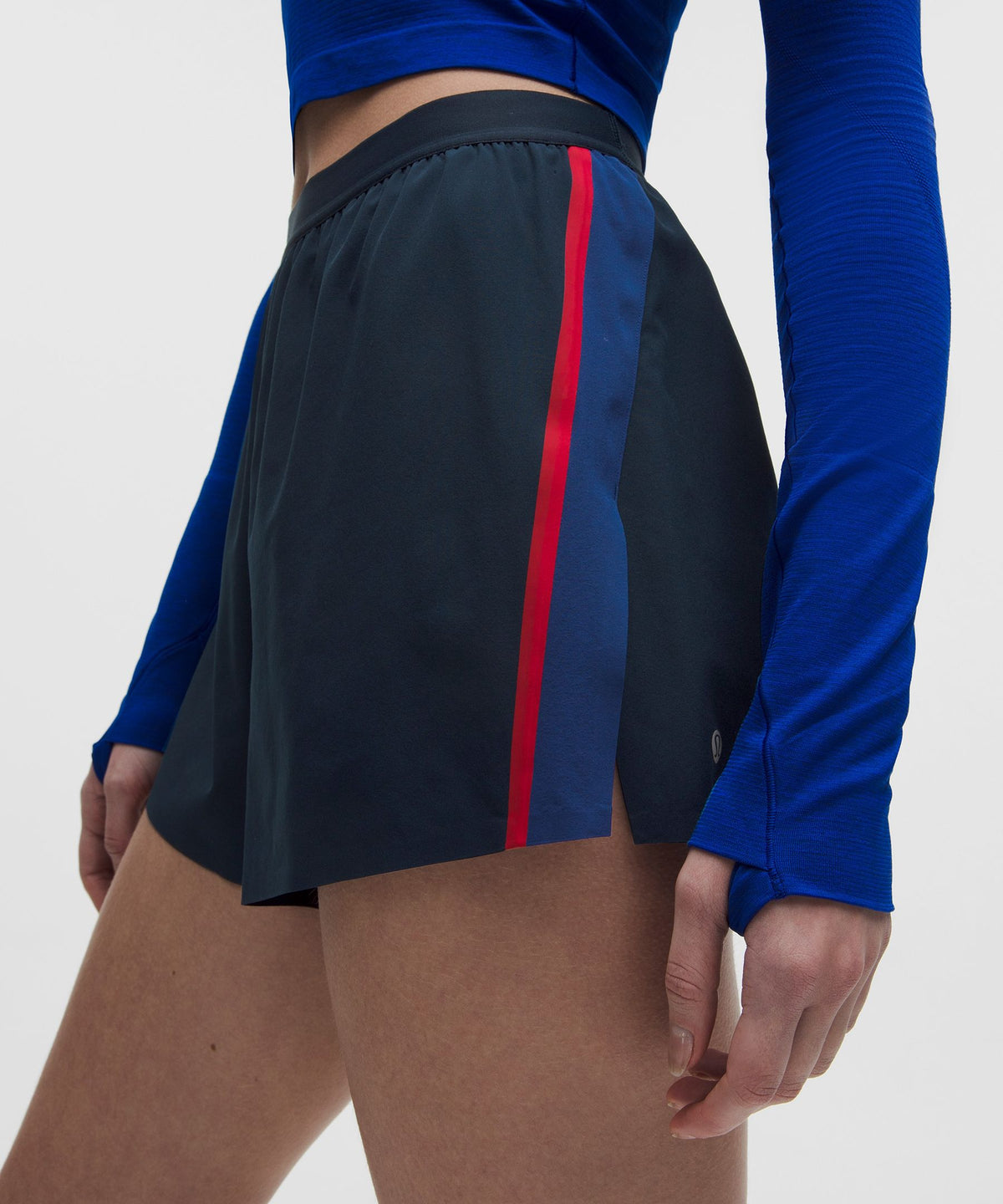 High-Rise Split Short 3"Stripe