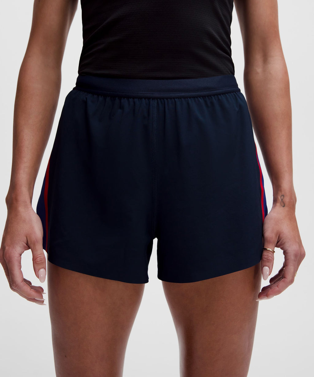 High-Rise Split Short 3"Stripe
