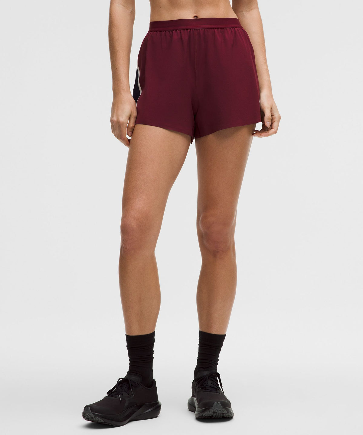 High-Rise Split Short 3"Stripe