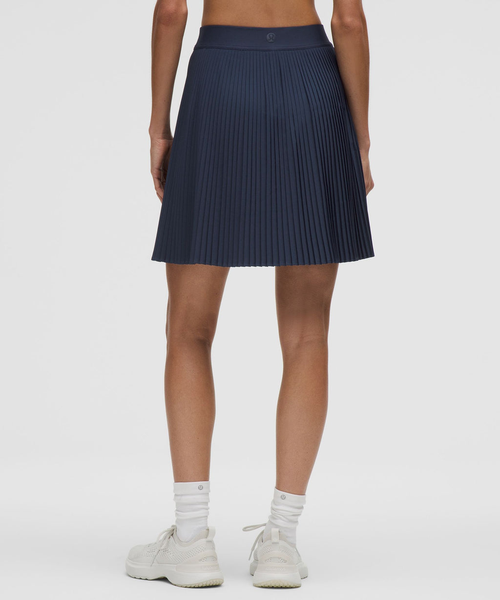 Pleated High-Rise Knee-Length Tennis Skirt
