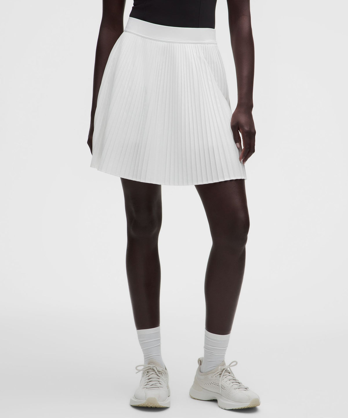 Pleated High-Rise Knee-Length Tennis Skirt