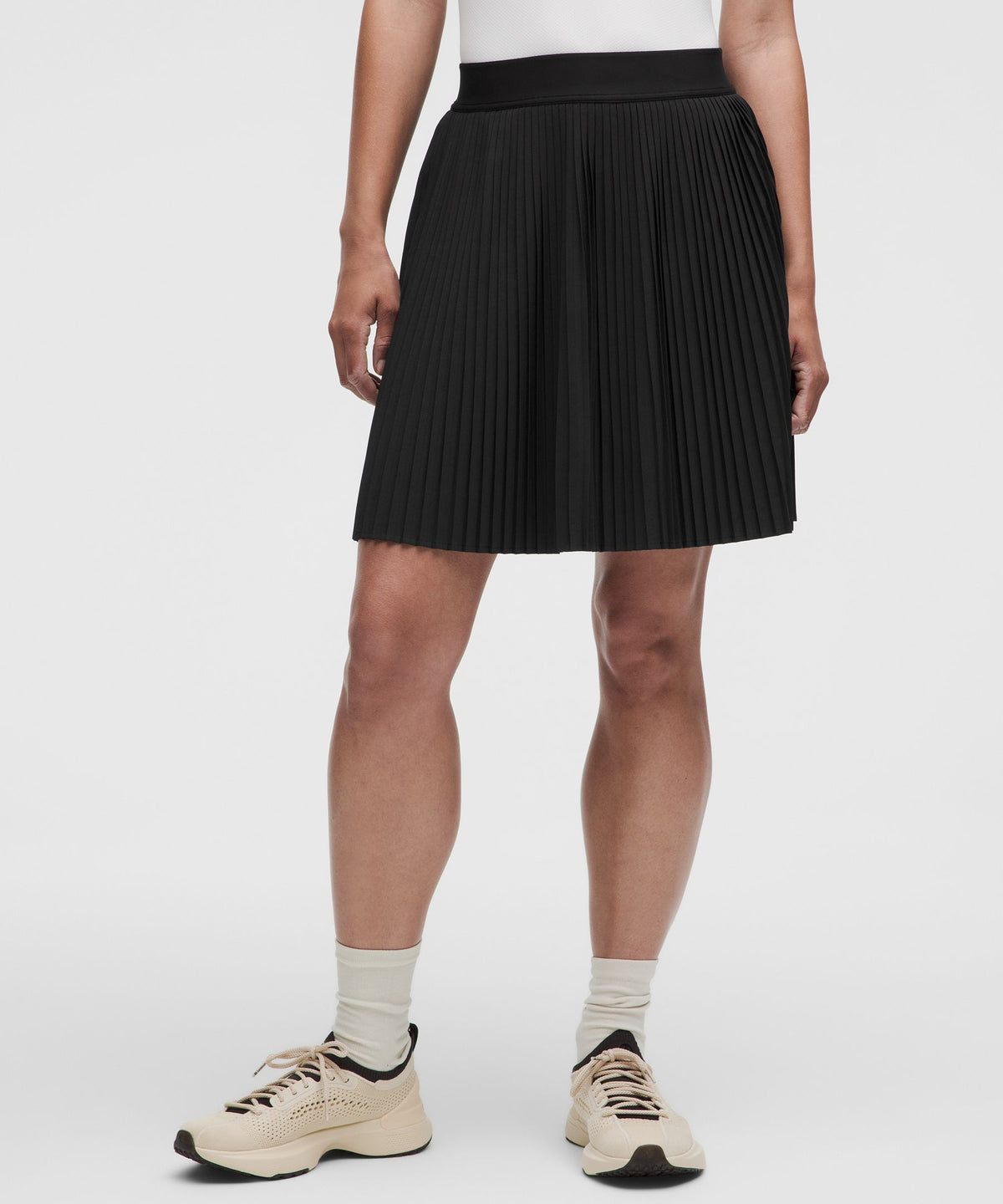 Pleated High-Rise Knee-Length Tennis Skirt