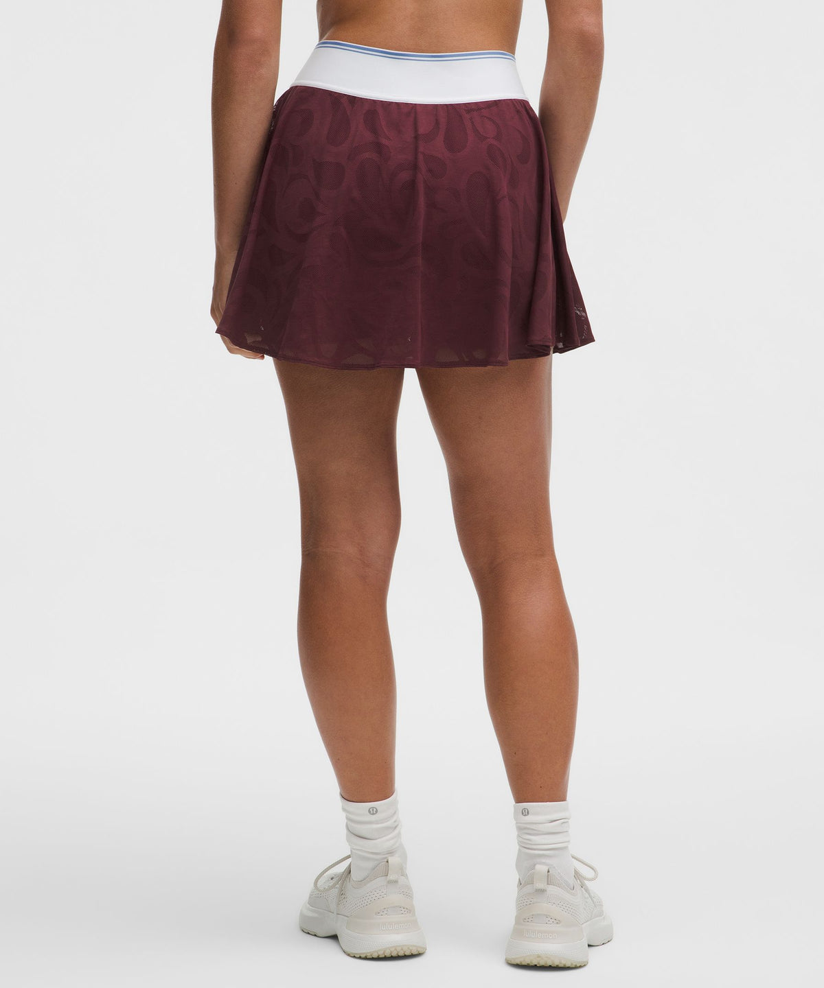 Paisley-Mesh High-Rise Tennis Skirt