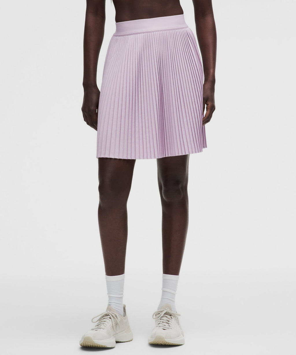 Pleated High-Rise Knee-Length Tennis Skirt
